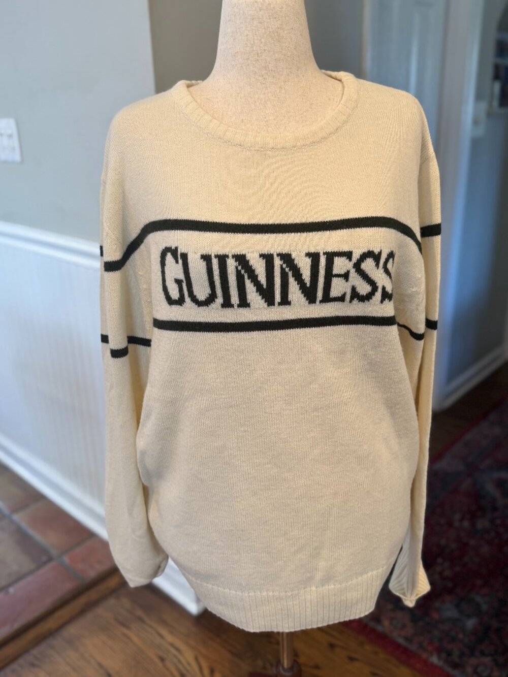 Official Guinness Striped Logo Knit Crewneck Sweater - size xl